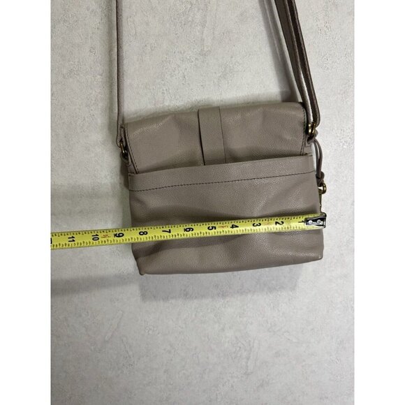 FOSSIL Kinley Small Fold Over Leather Crossbody Bag Adjustable Strap Gray - Picture 7 of 16